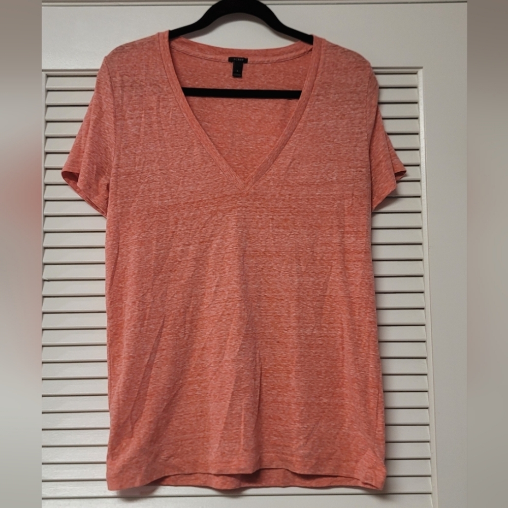 J. Crew - Salmon V-Neck Short-Sleeve Top